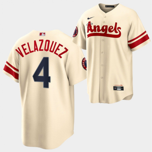 Men Los Angeles Angels #4 Andrew Velazquez 2022 Cream City Connect Cool Base Stitched Jersey