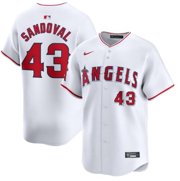 Men Los Angeles Angels #43 Patrick Sandoval White Home Limited Stitched Baseball Jersey