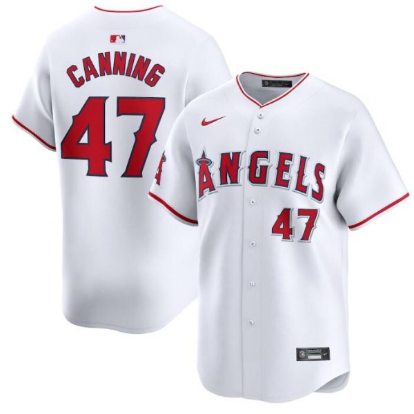 Men Los Angeles Angels #47 Griffin Canning White Home Limited Stitched Baseball Jersey