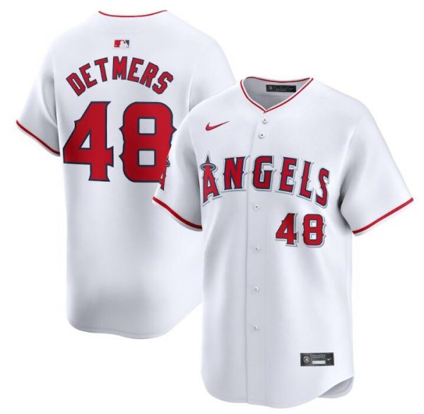 Men Los Angeles Angels #48 Reid Detmers White Home Limited Stitched Baseball Jersey