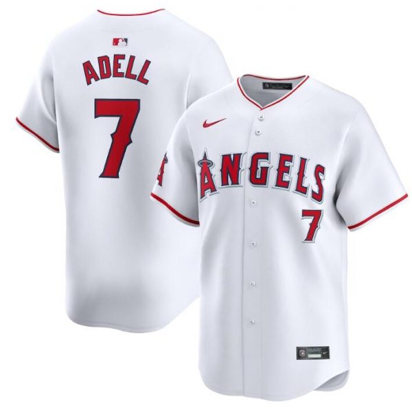 Men Los Angeles Angels #7 Jo Adell White Home Limited Stitched Baseball Jersey