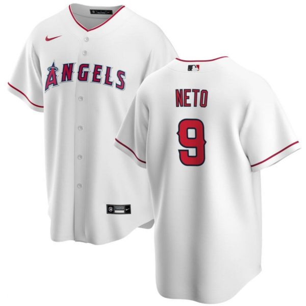 Men Los Angeles Angels #9 Zach Neto White Cool Base Stitched Baseball Jersey