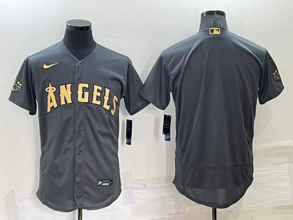 Men Los Angeles Angels Blank 2022 All-Star Charcoal Flex Base Stitched Jersey