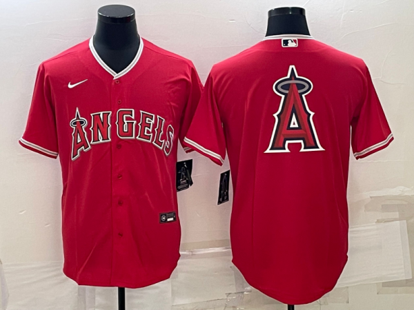 Men Los Angeles Angels Red Team Big Logo Cool Base Stitched Jersey