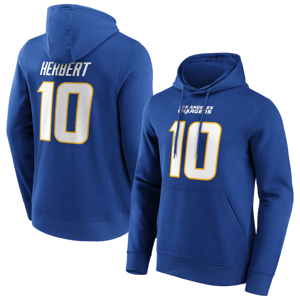 Men Los Angeles Chargers #10 Justin Herbert Blue Hoodie
