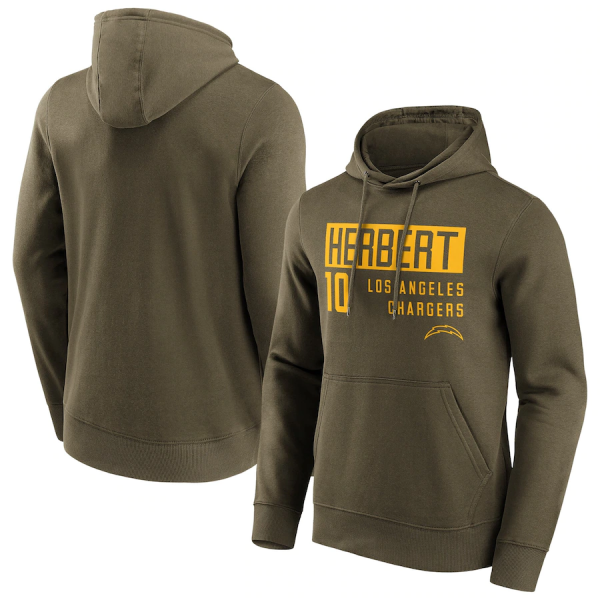 Men Los Angeles Chargers #10 Justin Herbert Fashion Name & Number Hoodie