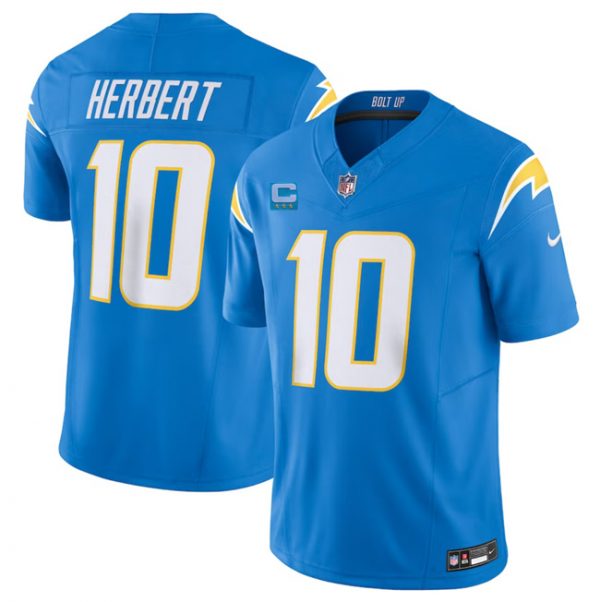 Men Los Angeles Chargers #10 Justin Herbert Light Blue 2023 F.U.S.E. With 3-Star C Patch Vapor Untouchable Limited Stitched Jersey