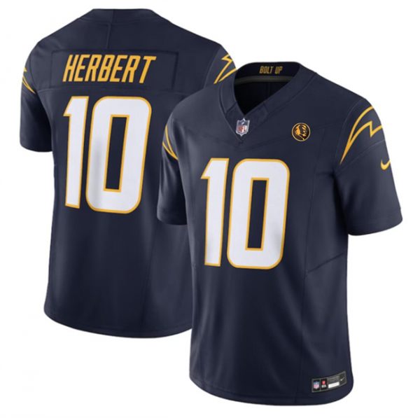 Men Los Angeles Chargers #10 Justin Herbert Navy 2023 F.U.S.E. With John Madden Patch Vapor Limited Stitched Football Jersey