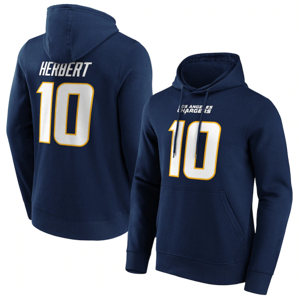 Men Los Angeles Chargers #10 Justin Herbert Navy Hoodie