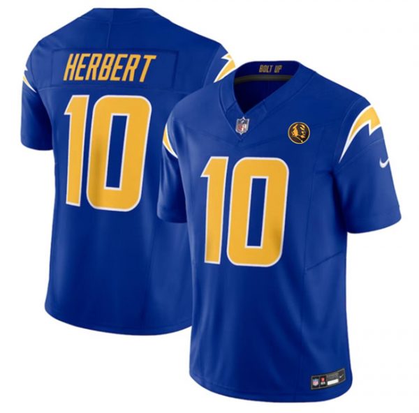 Men Los Angeles Chargers #10 Justin Herbert Royal 2023 F.U.S.E. With John Madden Patch Vapor Limited Stitched Football Jersey