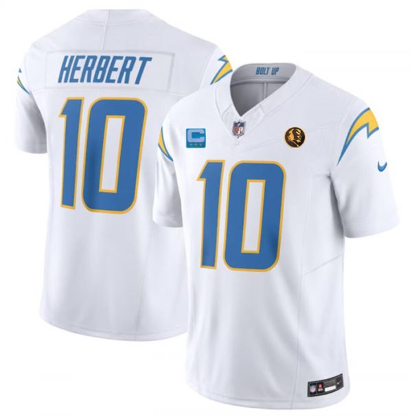 Men Los Angeles Chargers #10 Justin Herbert White 2023 F.U.S.E. With 3-star C Patch And John Madden Patch Vapor Limited Stitched Football Jersey