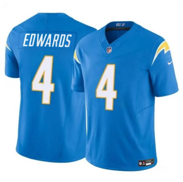 Men Los Angeles Chargers #4 Gus Edwards Light Blue 2024 F.U.S.E. Vapor Limited Stitched Football Jersey