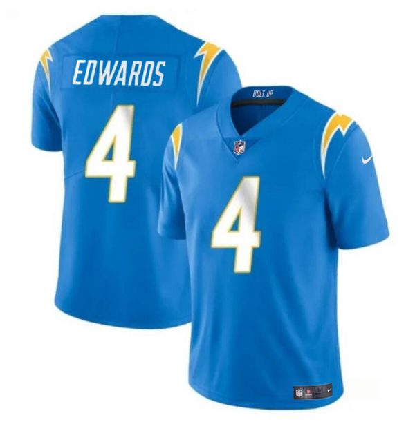 Men Los Angeles Chargers #4 Gus Edwards Light Blue Vapor Limited Stitched Football Jersey