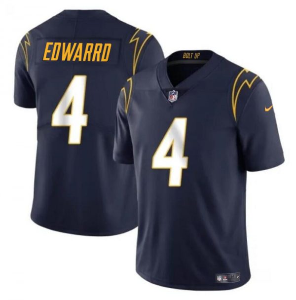 Men Los Angeles Chargers #4 Gus Edwards Navy Vapor Limited Stitched Football Jersey