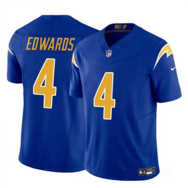Men Los Angeles Chargers #4 Gus Edwards Royal 2024 F.U.S.E. Vapor Limited Stitched Football Jersey