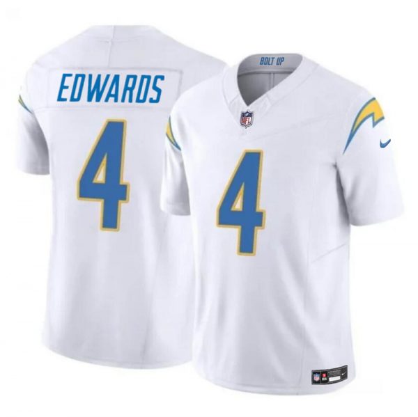 Men Los Angeles Chargers #4 Gus Edwards White 2024 F.U.S.E. Vapor Limited Stitched Football Jersey