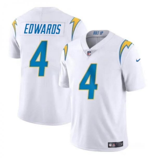 Men Los Angeles Chargers #4 Gus Edwards White Vapor Limited Stitched Football Jersey