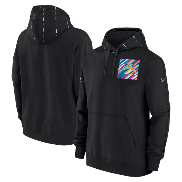 Men Los Angeles Chargers Black 2023 Crucial Catch Club Pullover Hoodie
