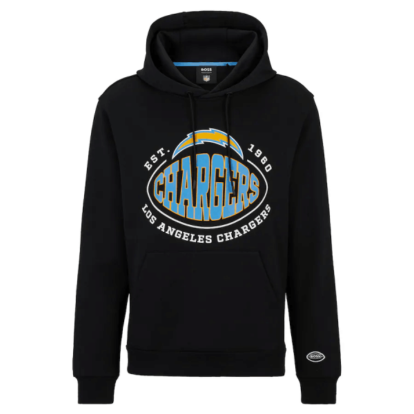Men Los Angeles Chargers Black BOSS X Touchback Pullover Hoodie