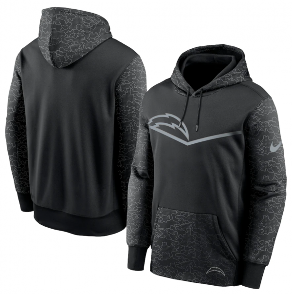 Men Los Angeles Chargers Black Reflective Therma Hoodie