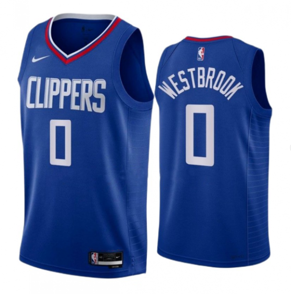 Men Los Angeles Clippers #0 Russell Westbrook Blue Stitched Jersey