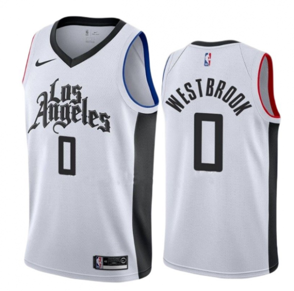 Men Los Angeles Clippers #0 Russell Westbrook White City Edition Stitched Jersey