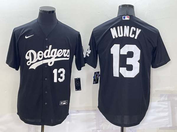 Men Los Angeles Dodgers #13 Max Muncy Black Cool Base Stitched Baseball Jersey