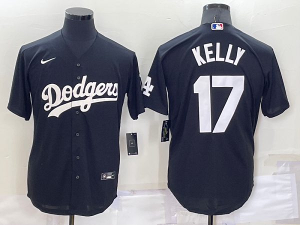 Men Los Angeles Dodgers #17 Joe Kelly Black Cool Base Stitched Baseball Jersey