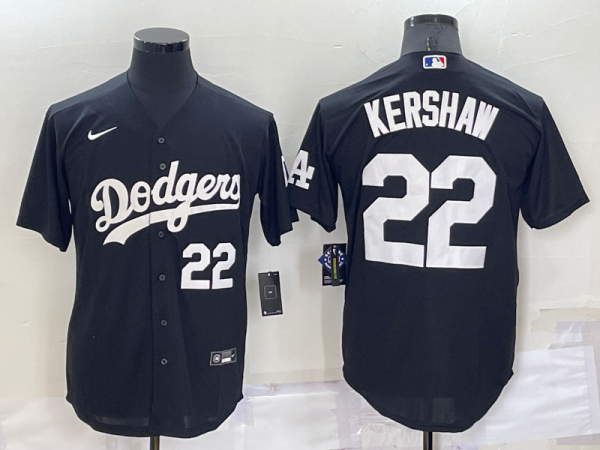 Men Los Angeles Dodgers #22 Clayton Kershaw Black Cool Base Stitched Baseball Jersey