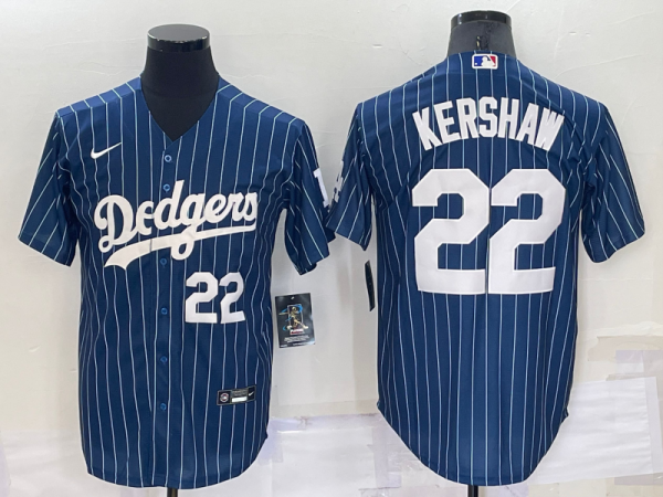Men Los Angeles Dodgers #22 Clayton Kershaw Navy Cool Base Stitched Baseball Jersey