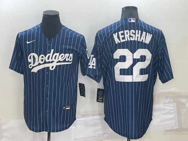 Men Los Angeles Dodgers #22 Clayton Kershaw Navy Cool Base Stitched Baseball Jersey
