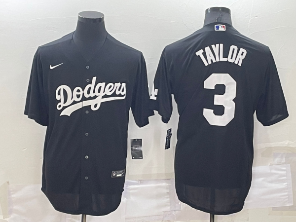 Men Los Angeles Dodgers #3 Chris Taylor Black Cool Base Stitched Baseball Jersey