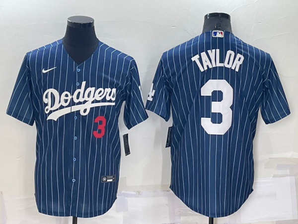 Men Los Angeles Dodgers #3 Chris Taylor Navy Cool Base Stitched Baseball Jersey