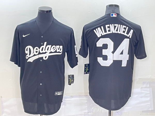 Men Los Angeles Dodgers #34 Toro Valenzuela Black Cool Base Stitched Baseball Jersey
