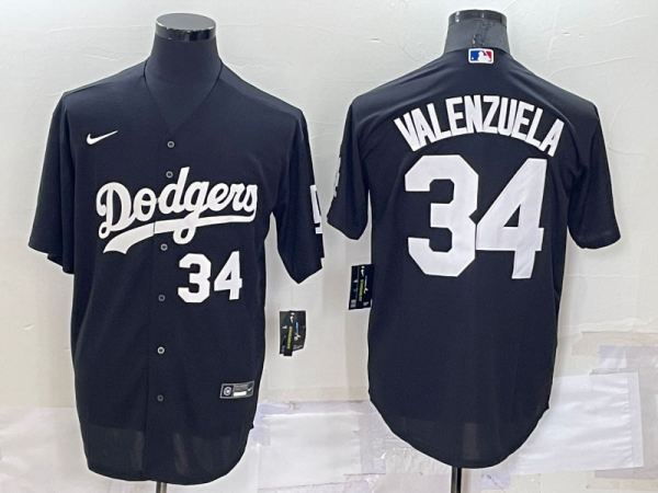Men Los Angeles Dodgers #34 Toro Valenzuela Black Cool Base Stitched Baseball Jersey