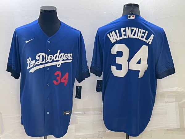Men Los Angeles Dodgers #34 Toro Valenzuela Royal City Connect Cool Base Stitched Baseball Jersey