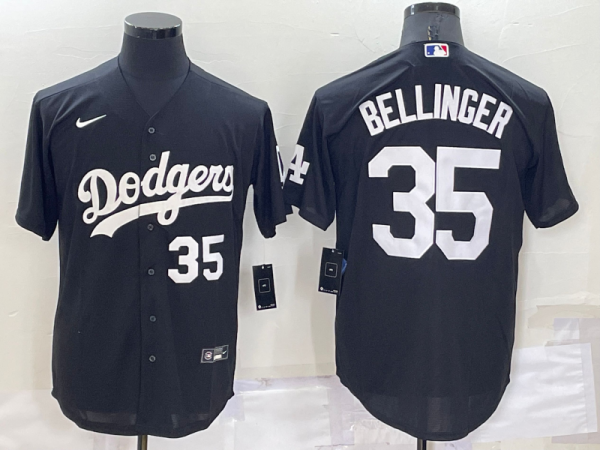 Men Los Angeles Dodgers #35 Cody Bellinger Black Cool Base Stitched Jersey