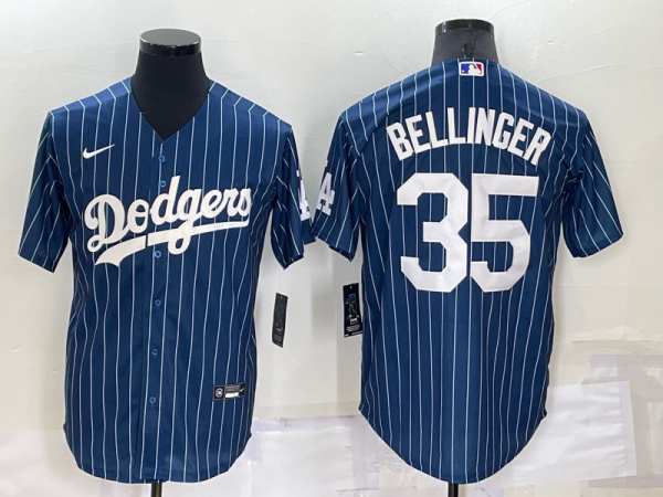 Men Los Angeles Dodgers #35 Cody Bellinger Navy Cool Base Stitched Baseball Jersey