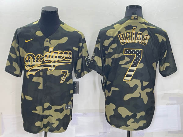 Men Los Angeles Dodgers #7 Julio Urias Olive Cool Base Stitched Baseball Jersey