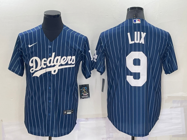Men Los Angeles Dodgers #9 Gavin Lux Navy Cool Base Stitched Jersey