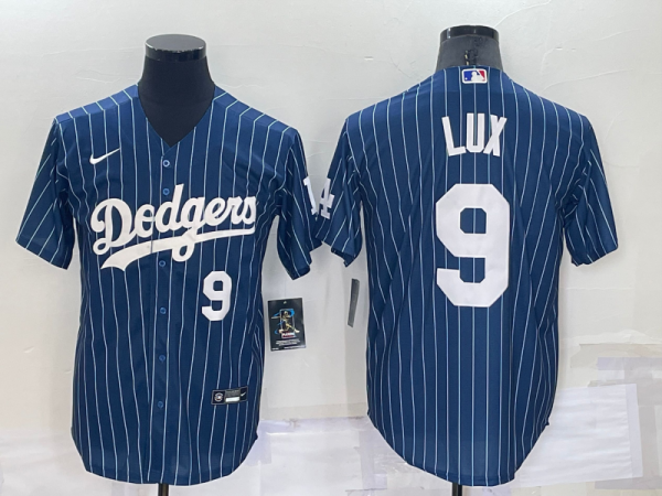 Men Los Angeles Dodgers #9 Gavin Lux Navy Cool Base Stitched Jersey