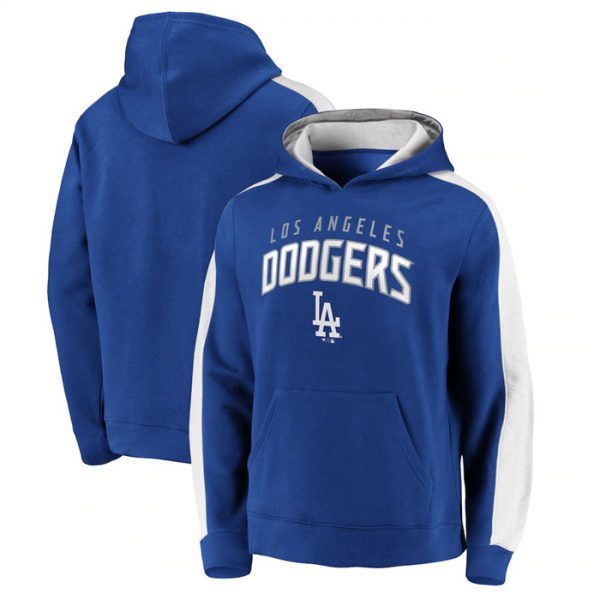 Men Los Angeles Dodgers Royal Game Time Arch Pullover Hoodie
