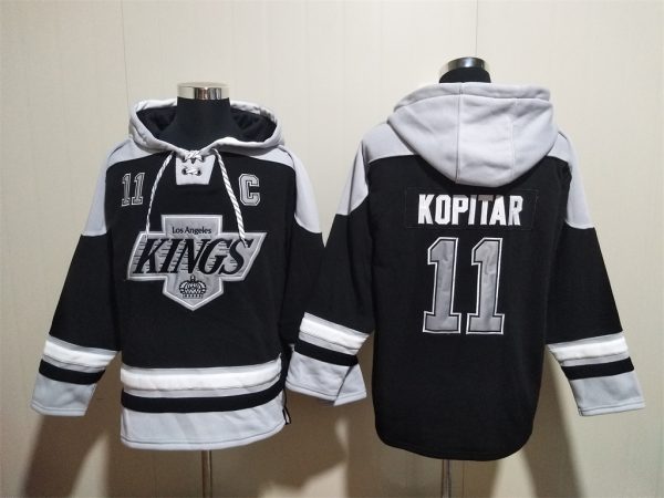 Men Los Angeles Kings #11 Anze Kopitar Black Ageless Must-Have Lace-Up Pullover Hoodie