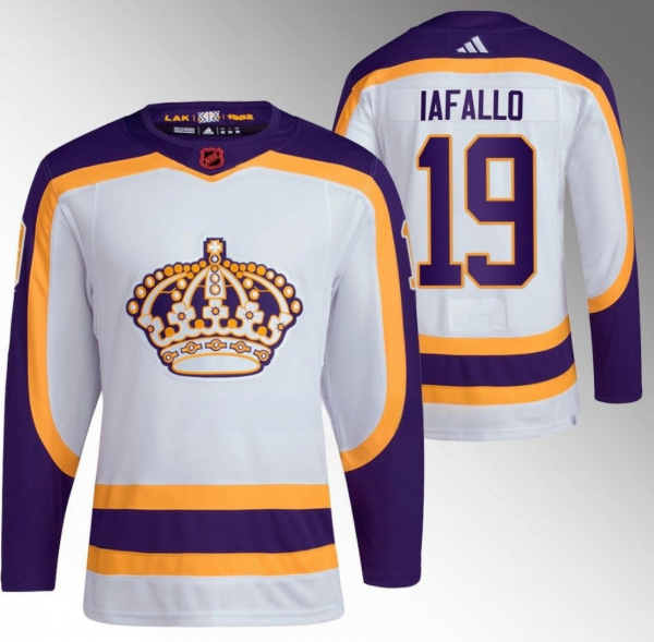 Men Los Angeles Kings #19 Alex Iafallo White 2022 Reverse Retro Stitched Jersey