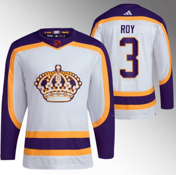 Men Los Angeles Kings #3 Matt Roy White 2022 Reverse Retro Stitched Jersey