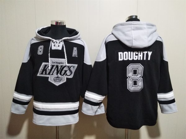 Men Los Angeles Kings #8 Drew Doughty Black Ageless Must-Have Lace-Up Pullover Hoodie