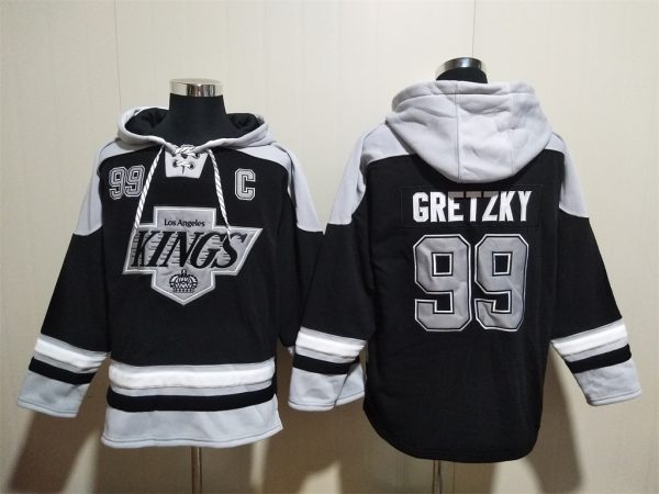 Men Los Angeles Kings #99 Wayne Gretzky Black Ageless Must-Have Lace-Up Pullover Hoodie