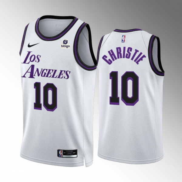Men Los Angeles Lakers #10 Max Christie White City Edition Stitched Basketball Jersey