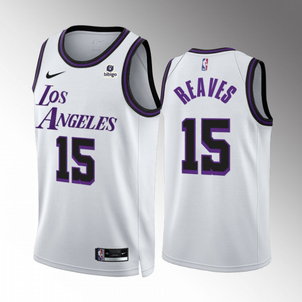 Men Los Angeles Lakers #15 Austin Reaves White City Edition Stitched Basketball Jersey