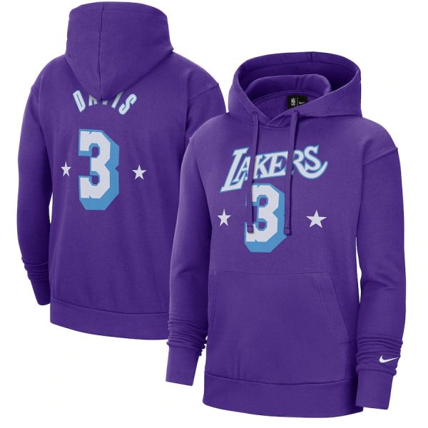 Men Los Angeles Lakers #3 Anthony Davis Purple 2021/22 City Edition Name & Number Essential Pullover Hoodie